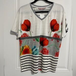 Desigual Women’s Floral Knit Short Sleeve T Shirt - Size M